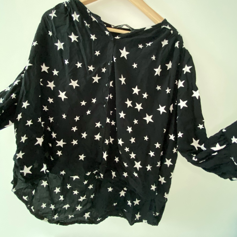 Zara Premium black and white star blouse